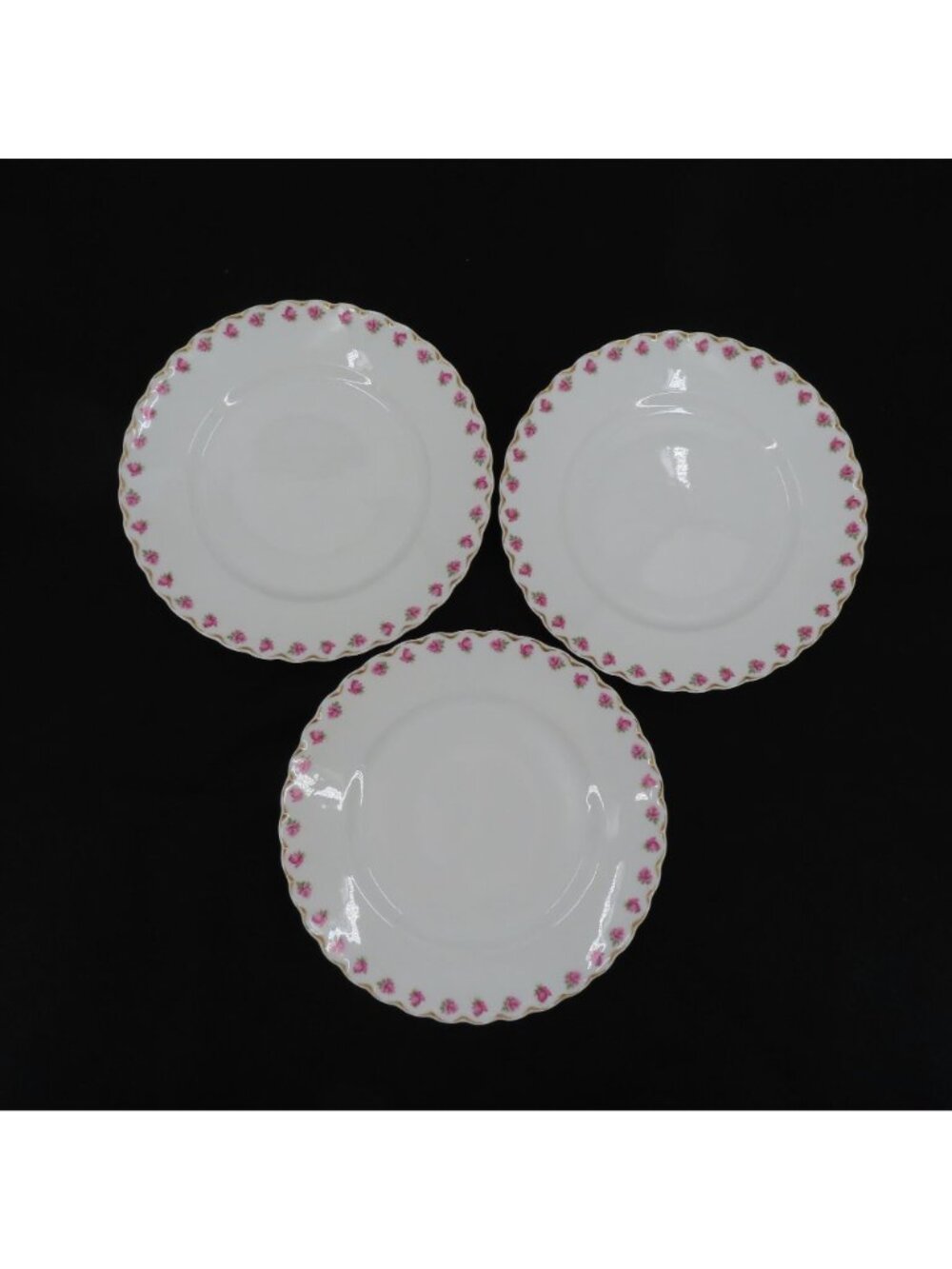 VTG Haviland Set of 3 Plates 9.5in Pink Rose Flower Gold Scallop Limoges France - Picture 8 of 9